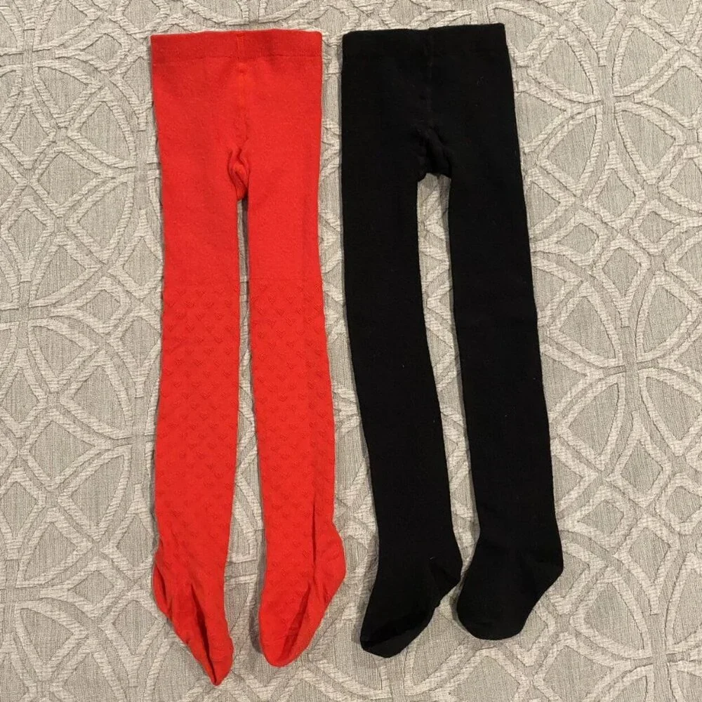 Girls Sz 4-6X Tights Bundle - Red & Black
